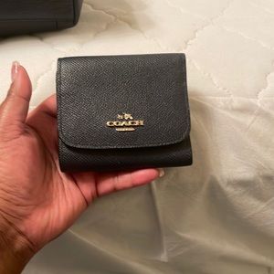 Navy. Blue Coach Small Trifold Wallet